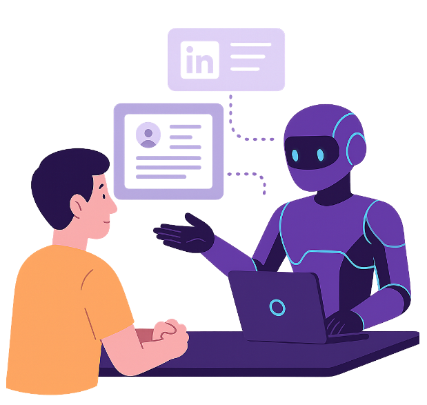 Person sharing their resume and LinkedIn profile with AI assistant for job search optimization